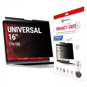 Privacy filter e.v.i. Displex PRIVACY SAFE magnetic 2-way for 16 inch (16:10) laptop / notebook, frameless, glossy/matt, 3H