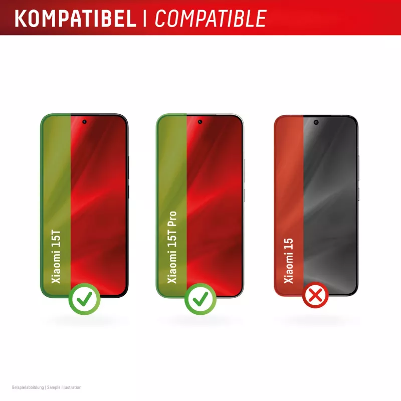 Tempered Smart Glass Screen Protector e.v.i. for Xiaomi 15T / 15T Pro (9H), mounting sticker, transparent