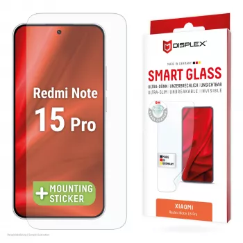 Tempered Smart Glass screen protector e.v.i. for Xiaomi Redmi Note 15 Pro (9H), mounting sticker, transparent, 1 pc
