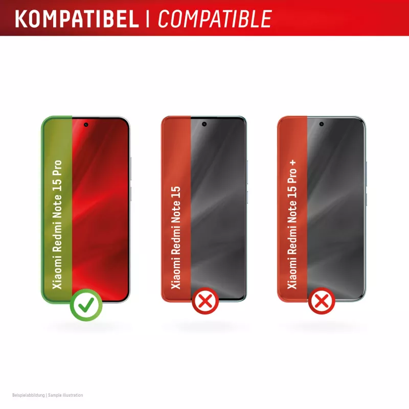 Tempered Smart Glass screen protector e.v.i. for Xiaomi Redmi Note 15 Pro (9H), mounting sticker, transparent, 1 pc