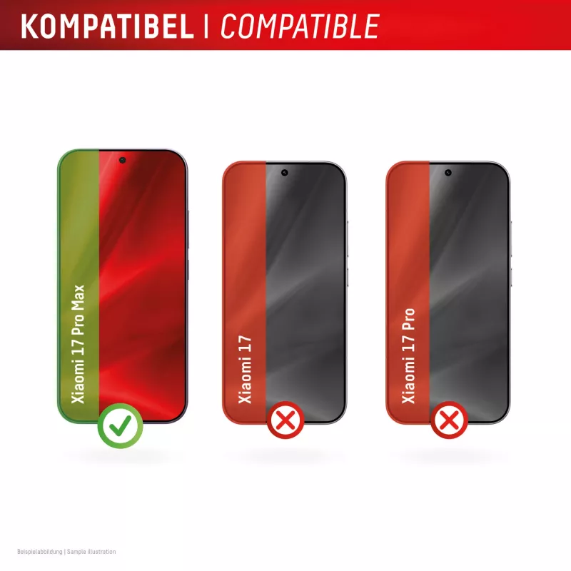 Tempered Smart Glass screen protector e.v.i. for Xiaomi 17 Pro Max (9H), mounting sticker, transparent, 1 pc