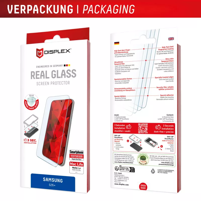 Displex Screen Protector (10H) for Samsung S26+, scratch resistant