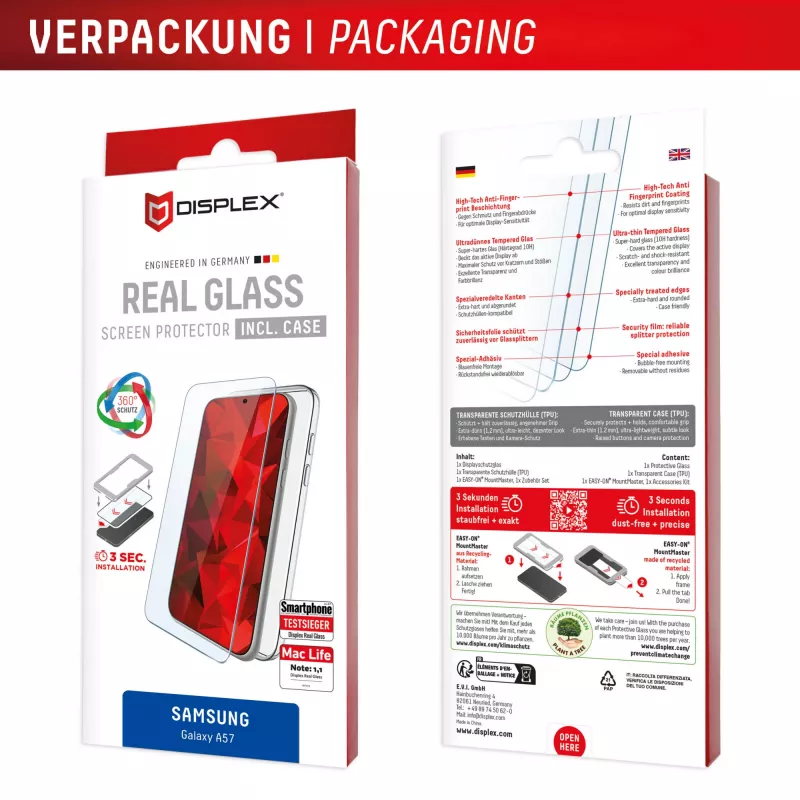 Displex Screen Protector + Case for Samsung A57, scratch resistant
