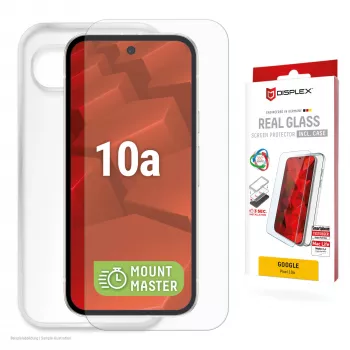 Screen protector and case e.v.i. for Google Pixel 10a — tempered glass, transparent, scratch- and impact-resistant
