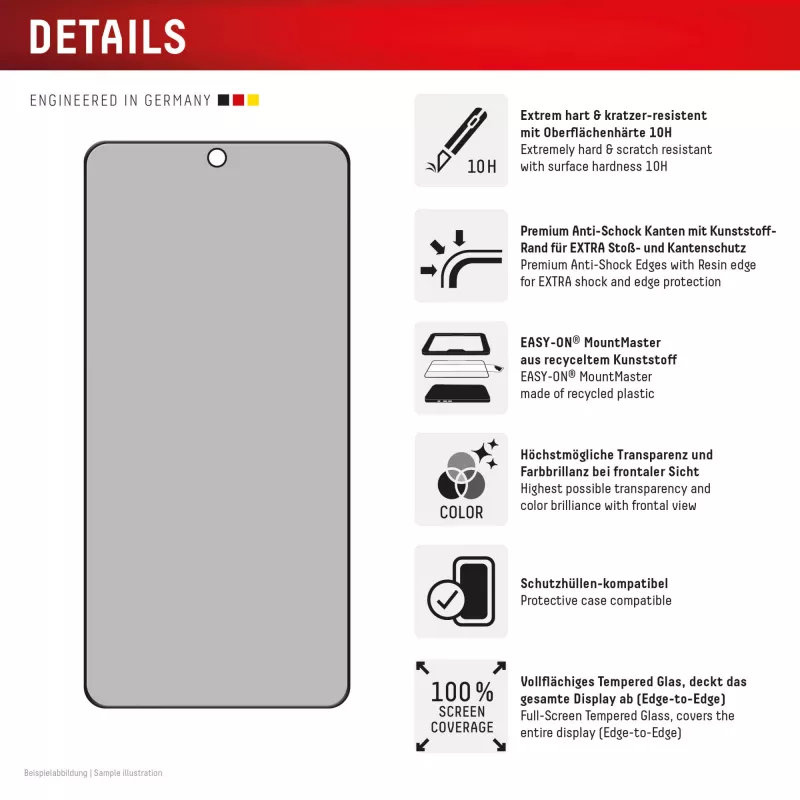 Displex Privacy Screen Protector (10H) for Samsung S26+, Privacy Filter