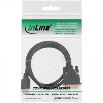 InLine HDMI to DVI Cable male / 18+1 male gold plated 15m, 15 m, HDMI, DVI-D, Gold, 4.95 Gbit/s, Black