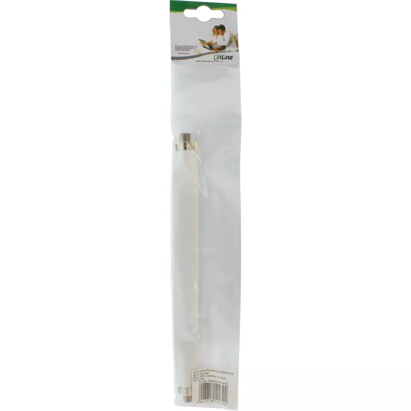 Window conduit for SAT cable InLine F-plug male–male, white, 21×220×13 mm