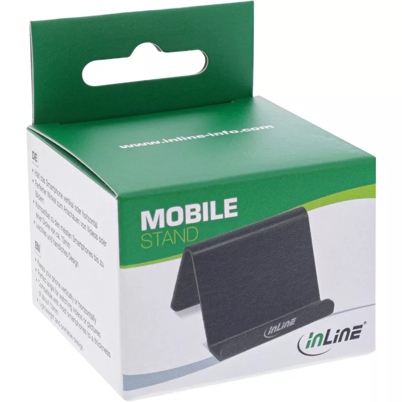 InLine Smartphone and Mobile Phone Stand for Desktop, Passive Holder, Black