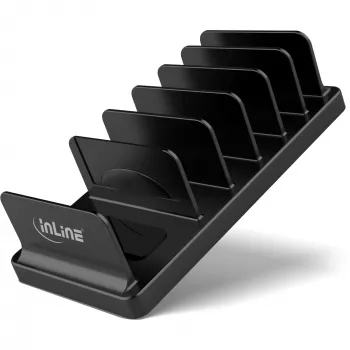InLine multi stand 6-compartment passive holder for desk or shelf, black
