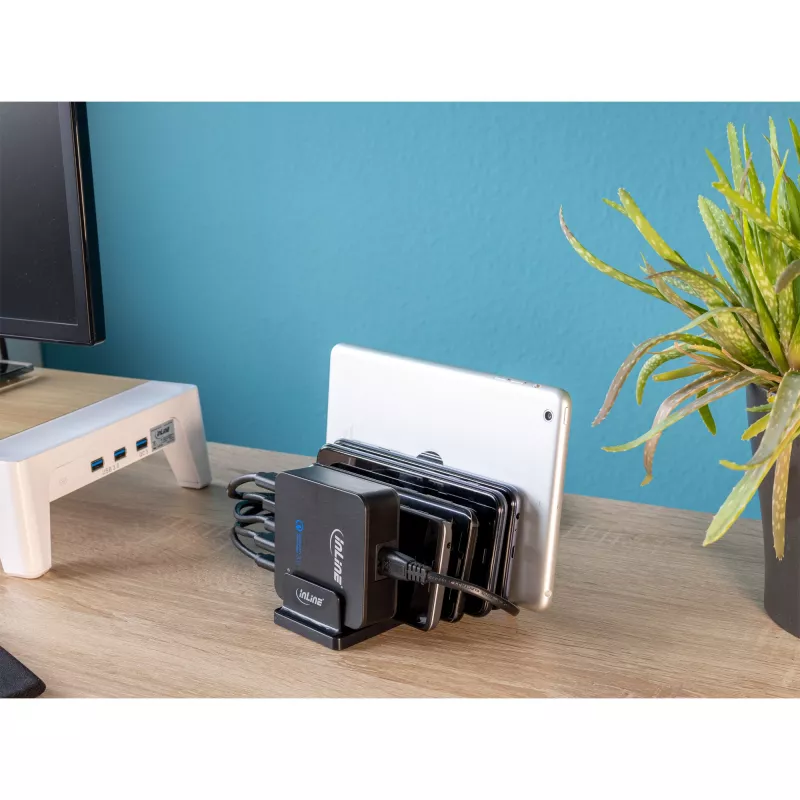 InLine multi stand 6-compartment passive holder for desk or shelf, black