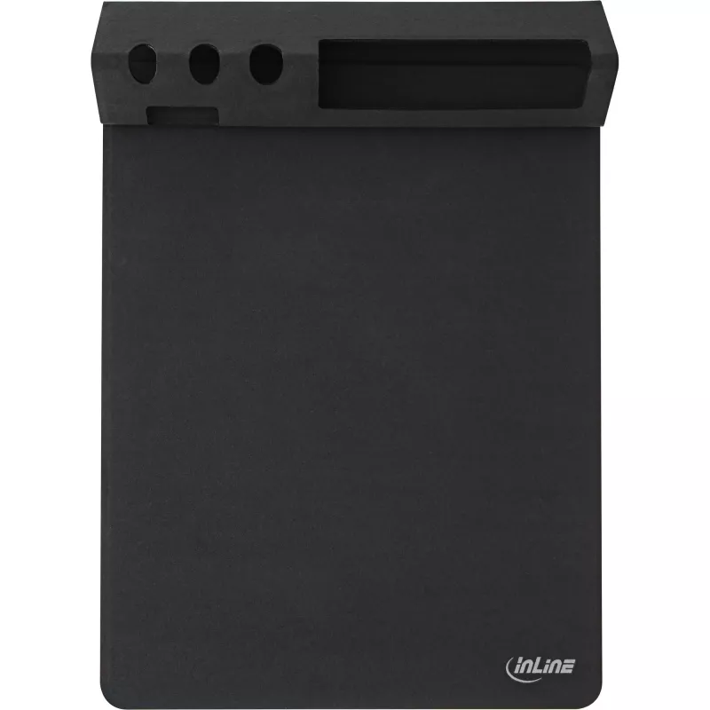 Mouse pad InLine 55261 — multifunctional rubber pad with smartphone and pen holder, 250×? mm, black