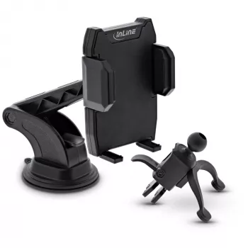 Car Smartphone Holder InLine ONE CLICK EASY II — universal passive holder, black