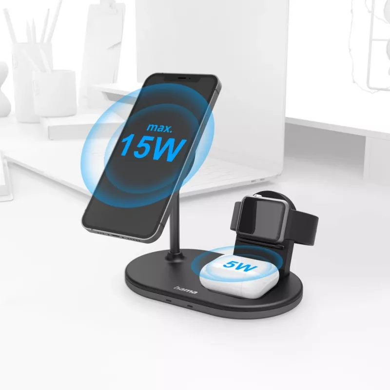 Hama MagCharge Multi Headset, Smartphone, Watch Black AC Wireless charging Fast charging Indoor