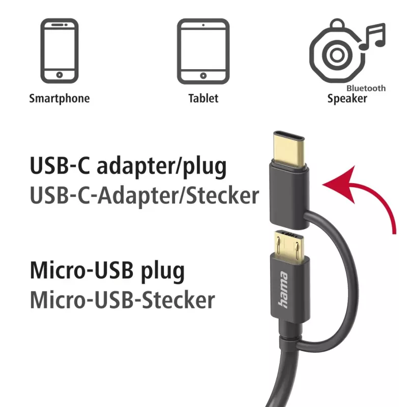 Hama 00201533 USB cable USB 2.0 1 m USB A Micro-USB B Black
