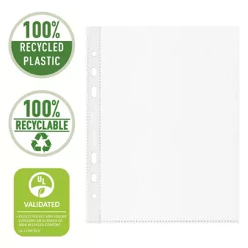 Esselte Recycle Pocket A5, 150 x 210 mm (A5), Transparent, Polypropylene (PP), Landscape/Portrait, Top, 0.07 mm