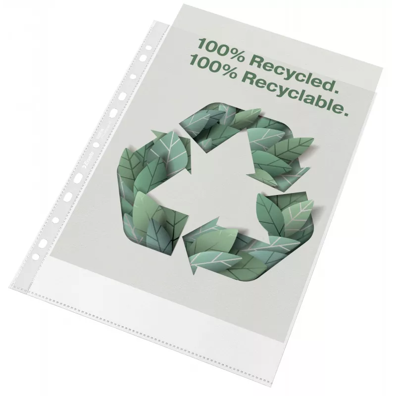 Esselte Recycle Pocket A4, 210 x 297 mm (A4), Transparent, Polypropylene (PP), Portrait, Top, 0.07 mm