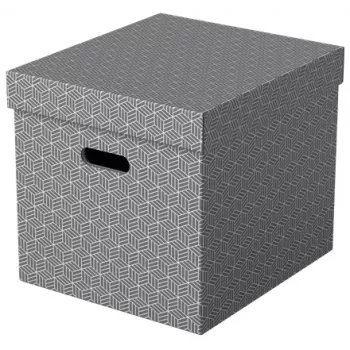 Esselte Home Storage Box Cube, Pack of 3, Cardboard, Grey, 320 mm, 315 mm, 365 mm, 850 g