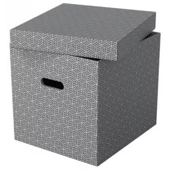 Esselte Home Storage Box Cube, Pack of 3, Cardboard, Grey, 320 mm, 315 mm, 365 mm, 850 g