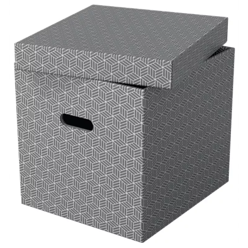 Esselte Home Storage Box Cube, Pack of 3, Cardboard, Grey, 320 mm, 315 mm, 365 mm, 850 g