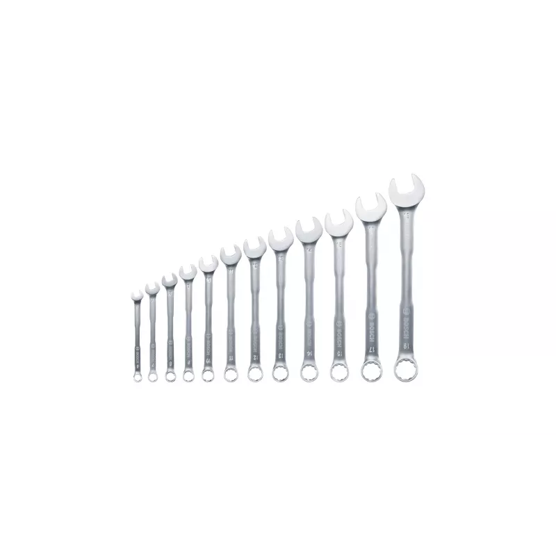 Bosch 1 600 A02 Z9D, 6,7,8,9,10,11,12,13,14,15,17,19 mm, Stainless steel, Chromium-vanadium steel, Satin, 12 pc(s)