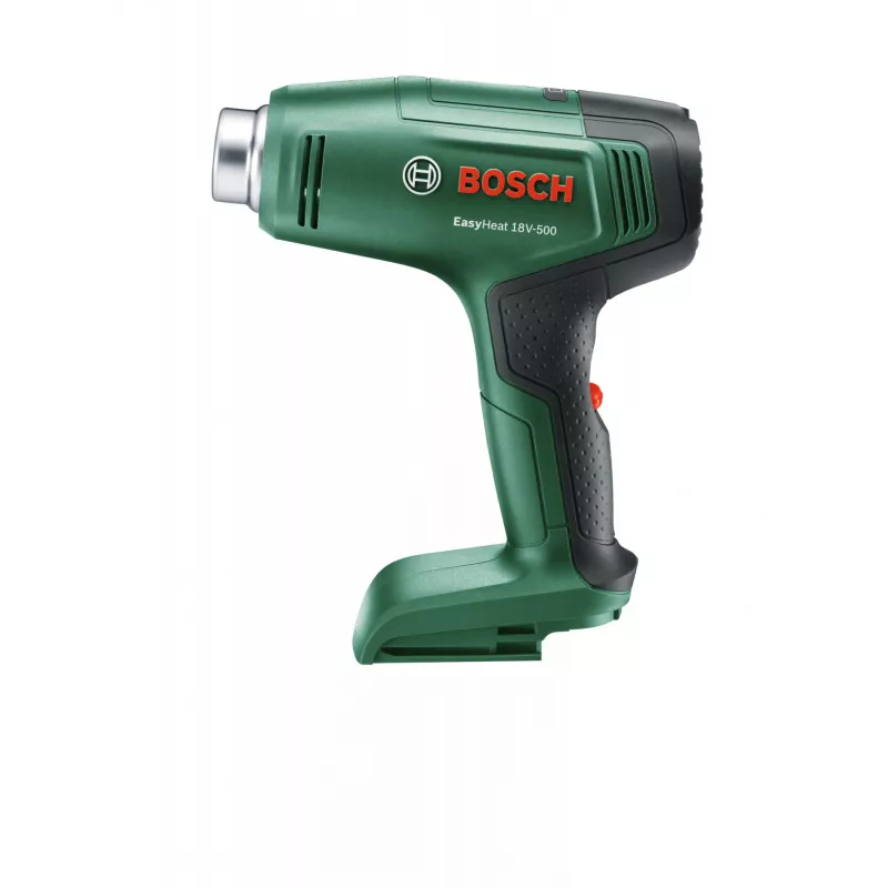 Hot air gun Bosch EasyHeat 18V-500 — cordless, 72 W, 4 Ah battery, 350–450 °C, pistol handle, green