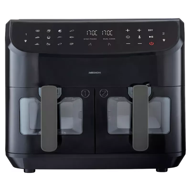 MEDION LIFE P20 Double 8.7 L 2600 W Hot air fryer Black