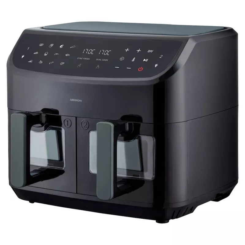 MEDION LIFE P20 Double 8.7 L 2600 W Hot air fryer Black
