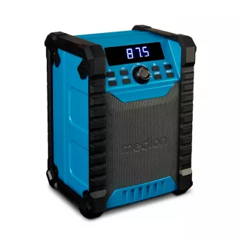 Portable Digital Radio MEDION LIFE E65895 (MD 43895) — PLL tuner, 10 W RMS, LCD, Bluetooth 10 m, IP54, external antenna, black/blue