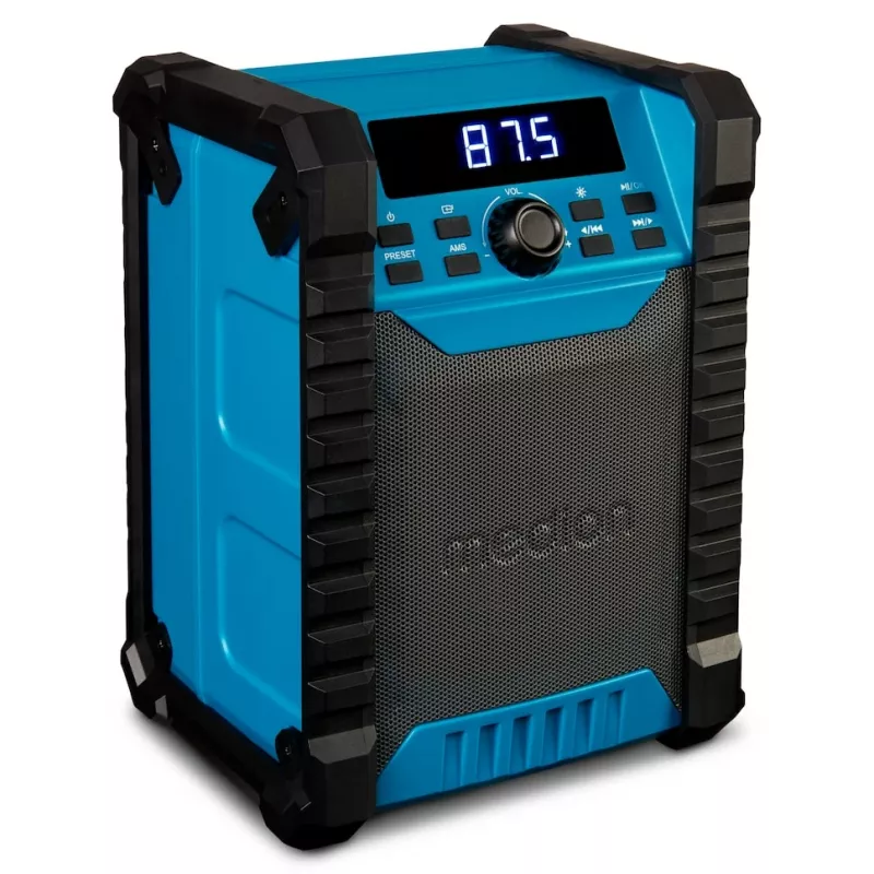 Portable Digital Radio MEDION LIFE E65895 (MD 43895) — PLL tuner, 10 W RMS, LCD, Bluetooth 10 m, IP54, external antenna, black/blue