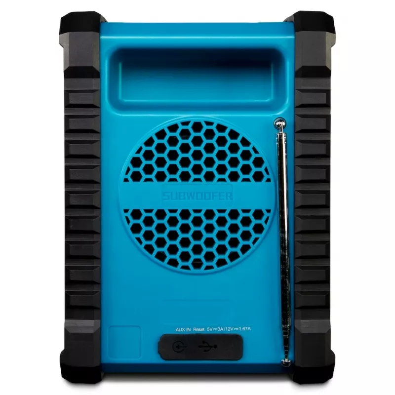 Portable Digital Radio MEDION LIFE E65895 (MD 43895) — PLL tuner, 10 W RMS, LCD, Bluetooth 10 m, IP54, external antenna, black/blue