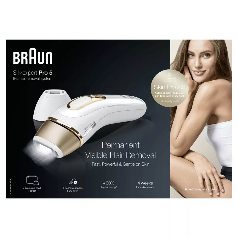 Braun Silk-expert Pro Silk·expert Pro 5 PL5140 Intense pulsed light (IPL) Gold, White