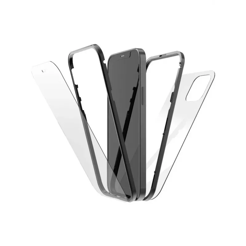 Hama 360° Glass mobile phone case 15.5 cm (6.1 inch) Cover Black, Transparent