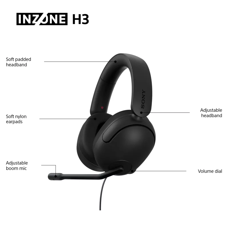 Wired over-ear headset Sony INZONE H3 — black, model MDRG300B.CE7