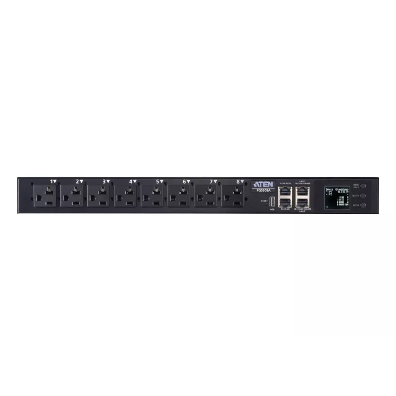 ATEN 32A 8-Outlet 1U Metered eco PDU, Metered, 1U, Black, LCD, 8 AC outlet(s), C13 coupler, C19 coupler
