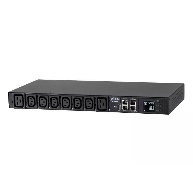 ATEN 32A 8-Outlet 1U Metered eco PDU, Metered, 1U, Black, LCD, 8 AC outlet(s), C13 coupler, C19 coupler
