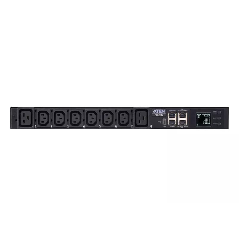 ATEN 32A 8-Outlet 1U Metered eco PDU, Metered, 1U, Black, LCD, 8 AC outlet(s), C13 coupler, C19 coupler