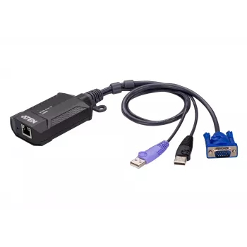 ATEN USB VGA KVM over IP Mini, 1920 x 1200 pixels, Ethernet LAN, 3.47 W, Black, Purple