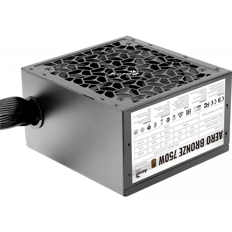 PC Power Supply AEROCOOL AEROB750 750W 80 PLUS Bronze Non-Modular 230V Silent Black