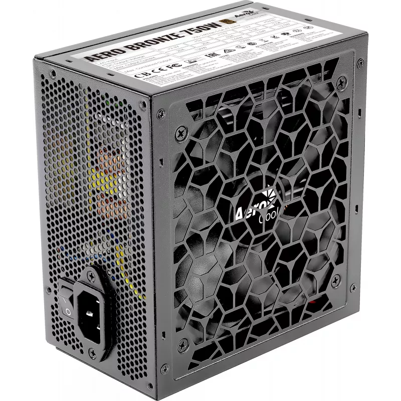 PC Power Supply AEROCOOL AEROB750 750W 80 PLUS Bronze Non-Modular 230V Silent Black