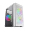 Mars Gaming MC300W Micro ATX Tempered Glass PC Case 3xFrGB Fan White
