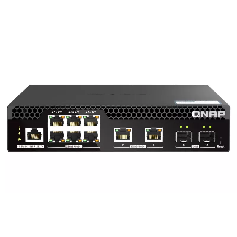 QNAP QSW-M2106PR-2S2T network switch Managed L2 10G Ethernet (100/1000/10000) Power over Ethernet (PoE) 1U Black