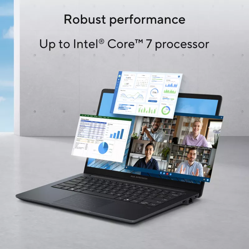 ASUS ExpertBook B1 B1403CVA-S63754X Intel® Core™ i7 i7-13620H Laptop 35.6 cm (14 inch) Full HD 16 GB DDR5-SDRAM 512 GB SSD Wi-Fi 6E (802.11ax) Windows 11 Pro US International Black, Grey