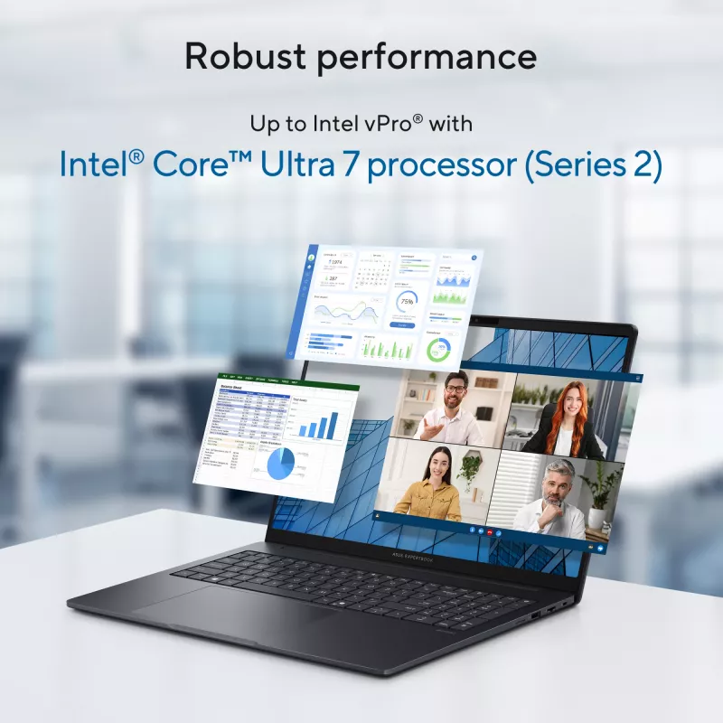 ASUS ExpertBook B3 B3605CCA-MB0370X Intel Core Ultra 5 225H Laptop 40.6 cm (16 inch) WUXGA 16 GB DDR5-SDRAM 512 GB SSD Wi-Fi 6E (802.11ax) Windows 11 Pro US International Black, Grey