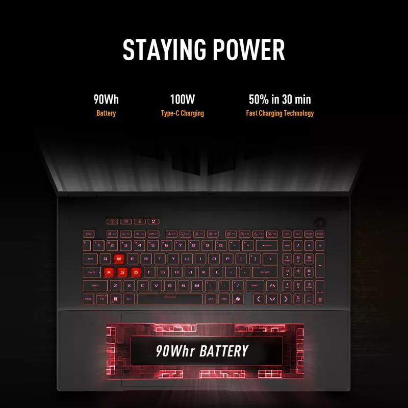 ASUS TUF Gaming A18 FA808UH-S8076W AMD Ryzen™ 7 260 Laptop 45.7 cm (18 inch) Full HD+ 16 GB DDR5-SDRAM 512 GB SSD NVIDIA® GeForce RTX™ 5050 Wi-Fi 6E (802.11ax) Windows 11 Home Dutch Grey
