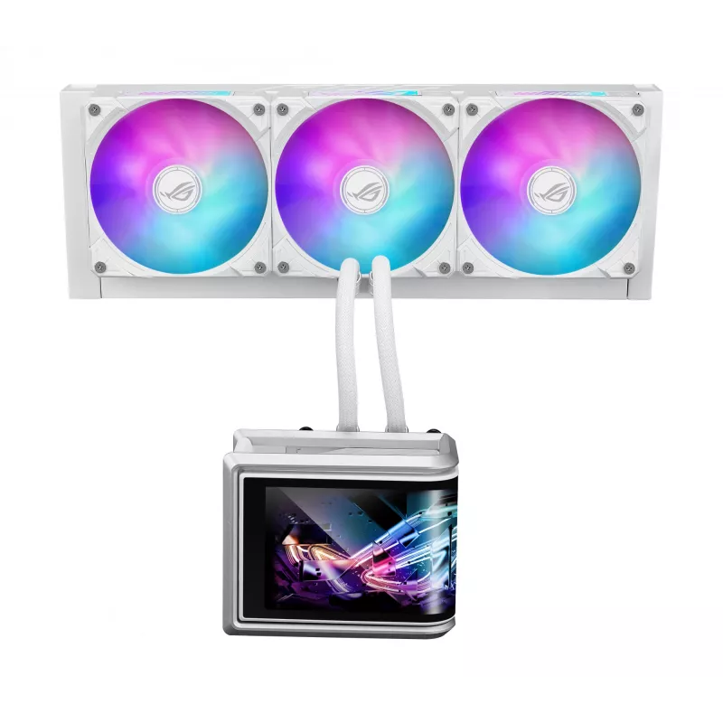 All-in-one liquid cooler ASUS ROG Ryuo IV SLC 360 ARGB White Edition — 360 mm radiator, 3×120 mm fans, AMOLED display, LGA 1700 support