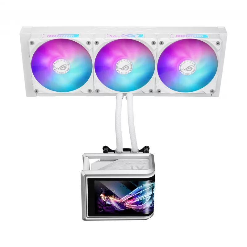All-in-one liquid cooler ASUS ROG Ryuo IV SLC 360 ARGB White Edition — 360 mm radiator, 3×120 mm fans, AMOLED display, LGA 1700 support