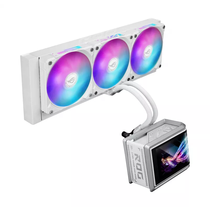 All-in-one liquid cooler ASUS ROG Ryuo IV SLC 360 ARGB White Edition — 360 mm radiator, 3×120 mm fans, AMOLED display, LGA 1700 support