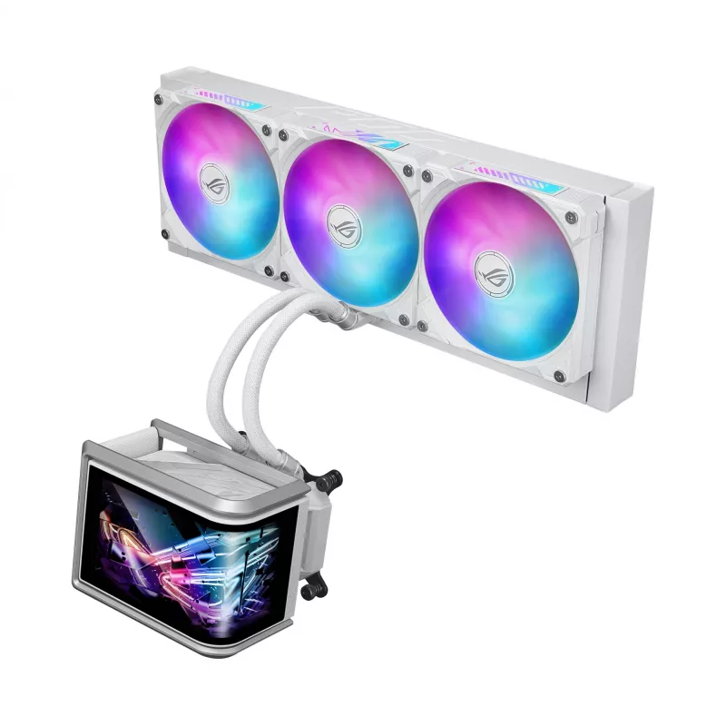 All-in-one liquid cooler ASUS ROG Ryuo IV SLC 360 ARGB White Edition — 360 mm radiator, 3×120 mm fans, AMOLED display, LGA 1700 support