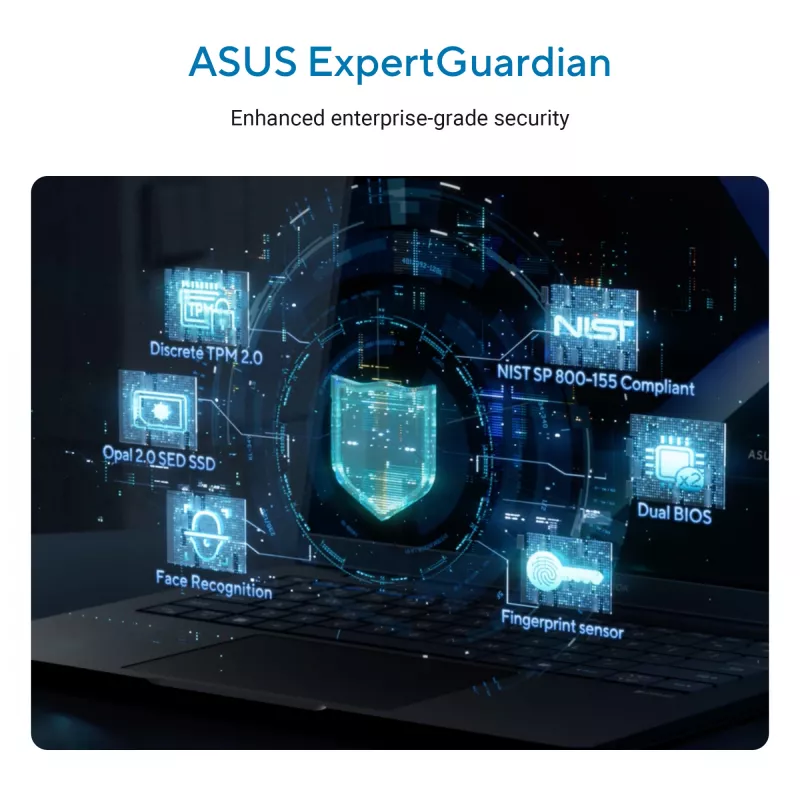 ASUS ExpertBook B5 B5405CCA-LY0021X Intel Core Ultra 7 255H Laptop 35.6 cm (14 inch) WUXGA 32 GB DDR5-SDRAM 1 TB SSD Wi-Fi 7 (802.11be) Windows 11 Pro US International Black