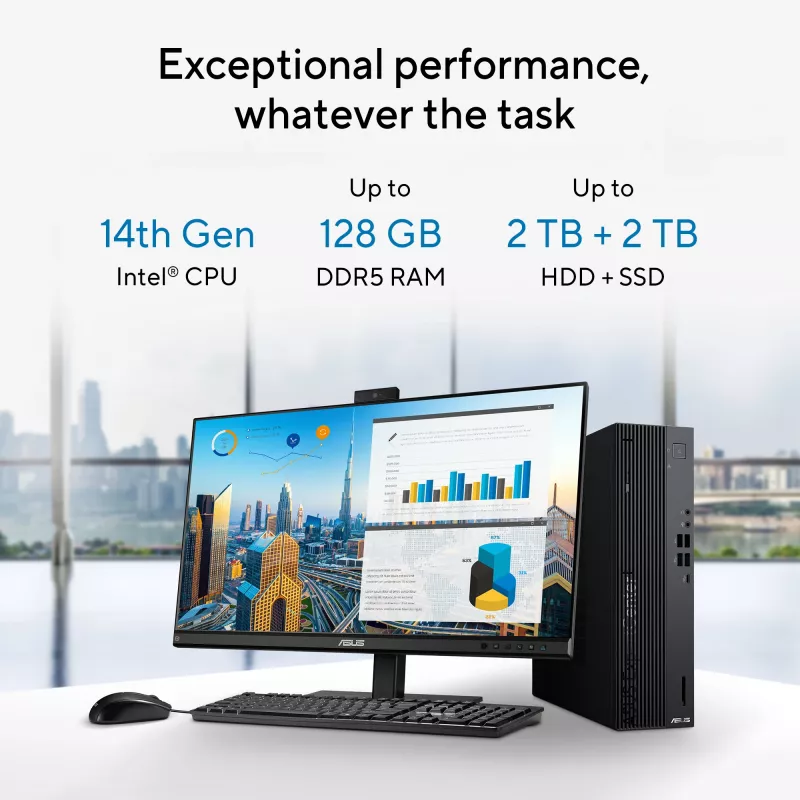 ASUS ExpertCenter D7 SFF D701SER-714700311X Intel® Core™ i7 i7-14700 16 GB DDR5-SDRAM 1 TB SSD Windows 11 Pro PC Black